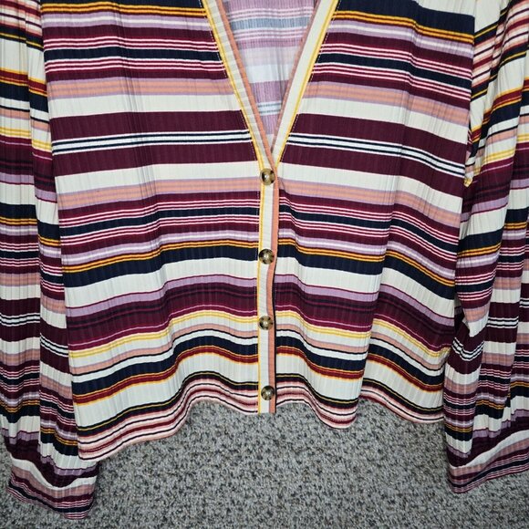 Lane Bryant Cardigan Womens‎ Plus 22/24 Purple Striped Button Up Lightweight - Picture 5 of 7